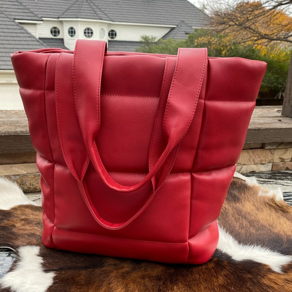 Campsite Quilted Red Tote New